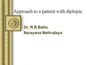 Approach to a patient with diplopia Dr R