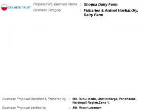 Proposed NU Business Name Shopna Dairy Farm Business