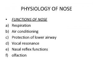 Physiology of nose