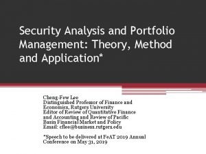 Security analysis and portfolio management project