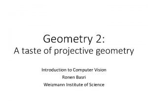 Geometry 2 A taste of projective geometry Introduction