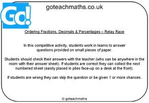 Ordering fractions and decimals