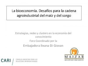 La bioeconoma Desafos para la cadena agroindustrial del