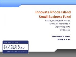 Innovate Rhode Island Small Business Fund Grants for