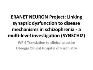 ERANET NEURON Project Linking synaptic dysfunction to disease