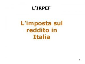 LIRPEF Limposta sul reddito in Italia 1 LIRPEF