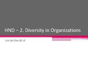 HND 2 Diversity in Organizations Lim Sei Kee