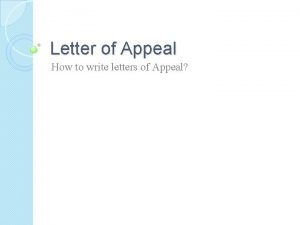 Appeal letter sample