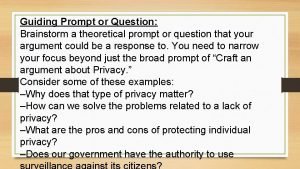 Guiding Prompt or Question Brainstorm a theoretical prompt