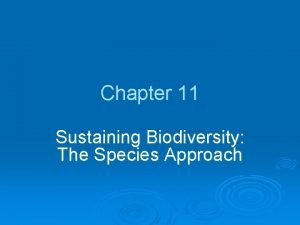 Chapter 11 Sustaining Biodiversity The Species Approach Chapter