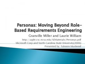 Personas Moving Beyond Role Based Requirements Engineering Granville