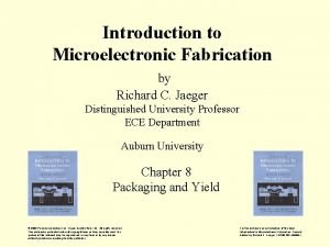 Introduction to microelectronic fabrication jaeger 1990