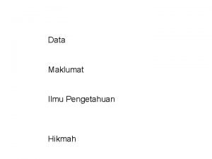 Data Maklumat Ilmu Pengetahuan Hikmah Data Bahan mentah