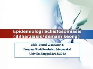 Epidemiologi Schistosomiasis Bilharziasisdemam keong Oleh Nurul Wandasari S