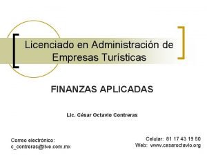 Licenciado en Administracin de Empresas Tursticas FINANZAS APLICADAS