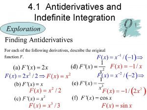 4 1 Antiderivatives and Indefinite Integration 4 1