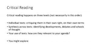 Levels of critical reading