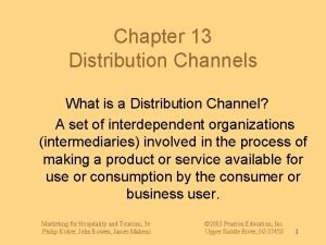 Chapter 13 Distribution Channels What is a Distribution