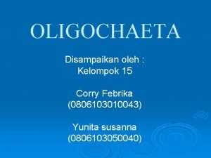 OLIGOCHAETA Disampaikan oleh Kelompok 15 Corry Febrika 0806103010043