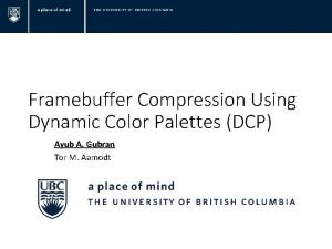 Framebuffer Compression Using Dynamic Color Palettes DCP Ayub