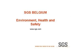 SGS BELGIUM Environment Health and Safety www sgs