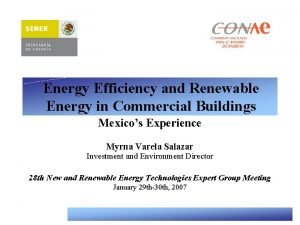 Energy Efficiency and Renewable Energy in Commercial Buildings