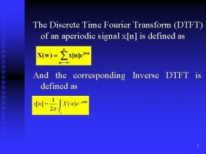 Discrete time fourier transform