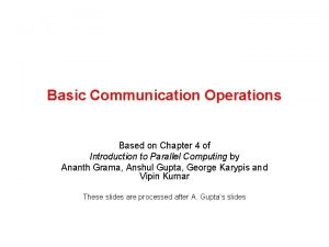 Basic communication operations in parallel computing