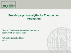 Freuds psychoanalytische Theorie der Motivation Seminar Vertiefung in