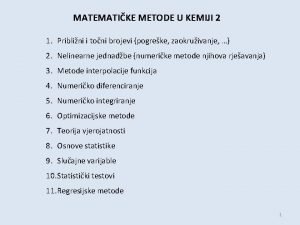 MATEMATIKE METODE U KEMIJI 2 1 Priblini i