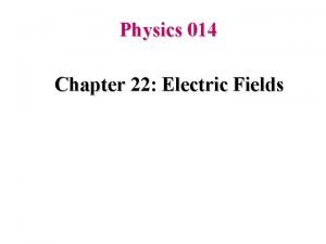 Chapter 22 electric fields