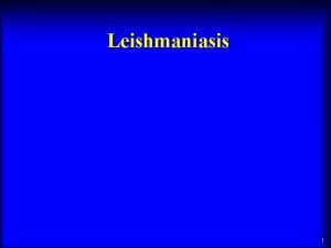 Leishmaniasis 1 Leishmaniasis Species Pathogenic in Humans Leishmania