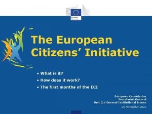 The European Citizens Initiative What is it How