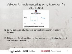 Veileder for implementering av ny kontoplan fra 01