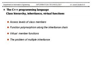 Department of Information Engineering INFORMATION TECHNOLOGY l The