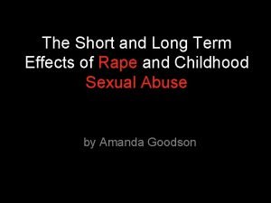 Long term effects of rape