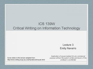 ICS 139 W Critical Writing on Information Technology