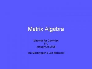 Matrix Algebra Methods for Dummies FIL January 25