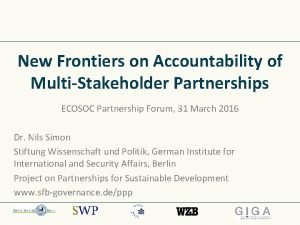 New Frontiers on Accountability of MultiStakeholder Partnerships ECOSOC