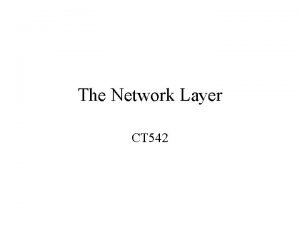 The Network Layer CT 542 Content Network Layer
