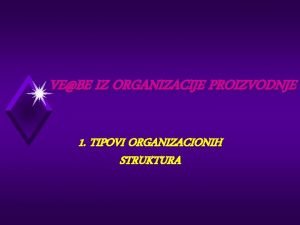 VEBE IZ ORGANIZACIJE PROIZVODNJE 1 TIPOVI ORGANIZACIONIH STRUKTURA