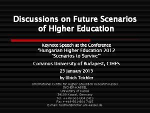 Discussions on Future Scenarios of Higher Education Keynote