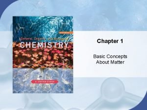 Chapter 1 Basic Concepts About Matter Chapter 1