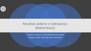 Rezultati ankete o toleranciji i diskriminaciji Anketa provedena