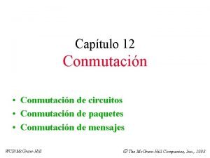 Captulo 12 Conmutacin Conmutacin de circuitos Conmutacin de