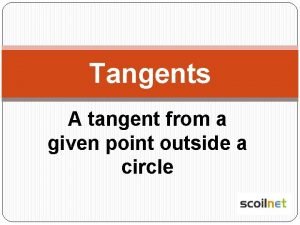 Tangents A tangent from a given point outside