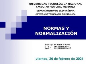 UNIVERSIDAD TECNOLGICA NACIONAL FACULTAD REGIONAL MENDOZA DEPARTAMENTO DE