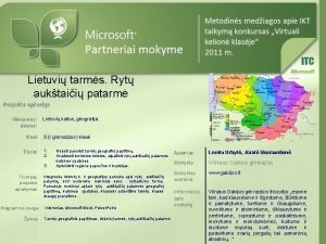 Lietuvi tarms Ryt auktaii patarm Projekto apvalga Mokomieji