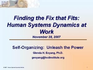 Finding the Fix that Fits Human Systems Dynamics