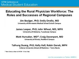 Educating the Rural Physician Workforce The Roles and